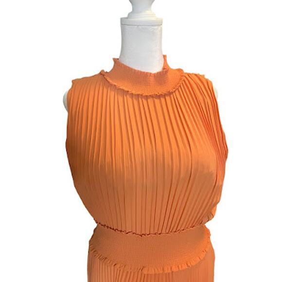 Nanette Nanette Lapore Pleated Midi Dress with Smocked Neck & Waist, Size 10 NWT - Picture 2 of 6